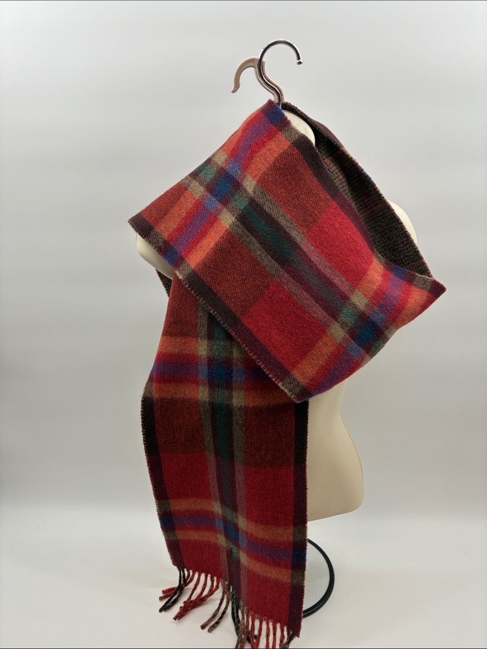 Polo by Ralph Lauren Red Multi-Color Plaid Wool Scarf